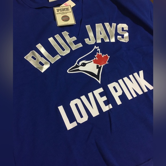 🆕VICTORIA’S SECRET PINK - S - NWT - TORONTO BLUE JAYS BASEBALL MLB VARSITY CREW - Picture 9 of 10